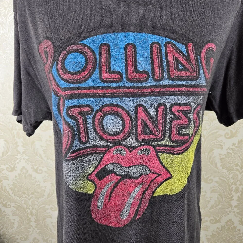 Daydreamer by Free People Size Small Gray Rolling Stones Tshirt Short Sleeve
